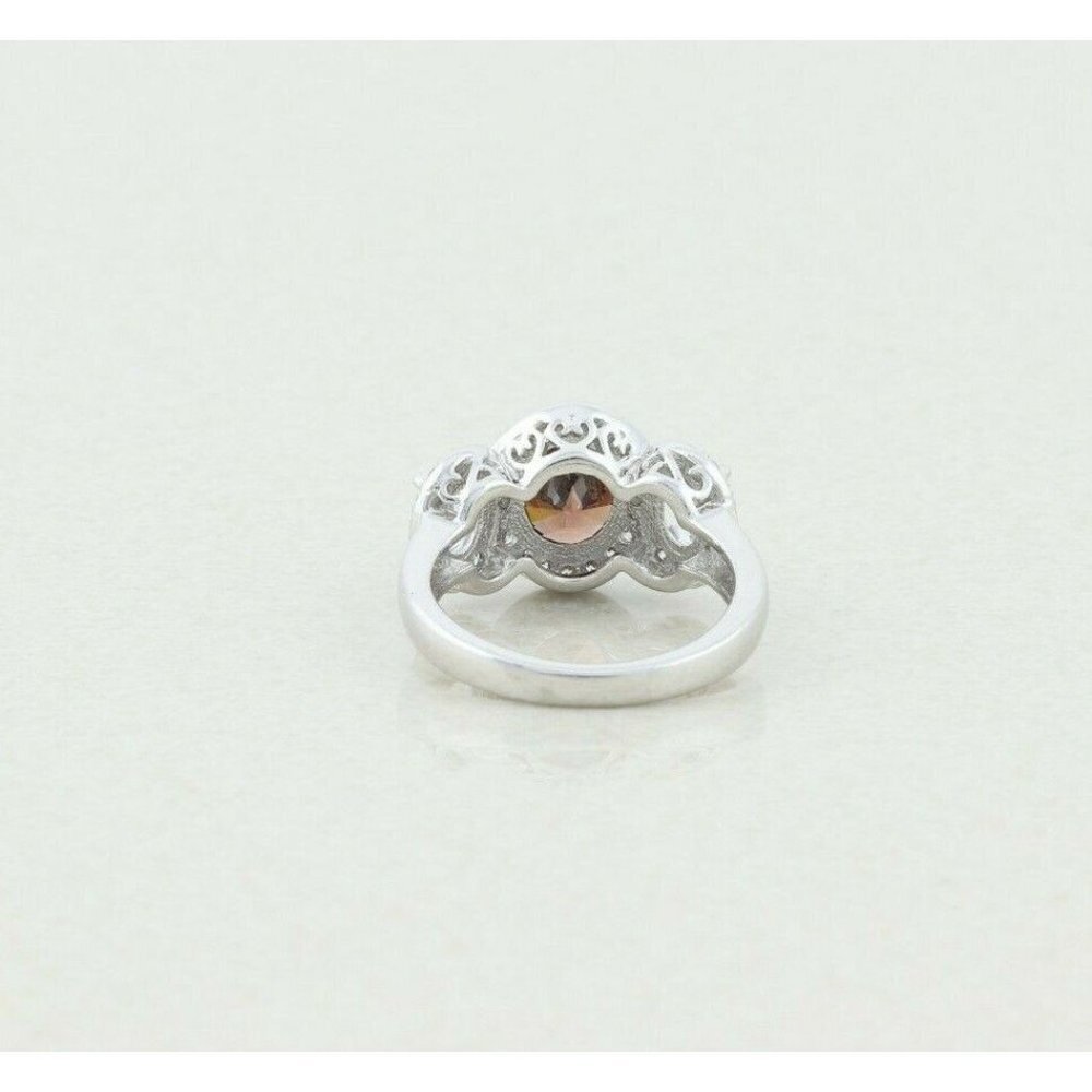 Sterling Silver Brown and White CZ Ring Size 5 1/4 Sparkly Beautiful - Picture 7 of 7